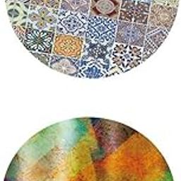 UJEAVETTE 2X Geometrical Elastic Edge Round Table Cloth Cover Non-Slip Tablecloth 48''-image-53