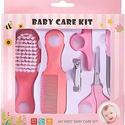 Baby Grooming Kit, 6-Piece Newborn Care Set with Scissors, Nail Clipper, Hair Brush, Comb, BPA-Free, Blue and Pink| Baby Care Kit, Infant Baby Care Kit| Cute Design and No Smell (Pink)-30