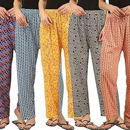 Womens Track Pant Lower Cotton Printed Pyjama/Lounge Wear �Soft Cotton Night Wear/Pyjama for Women(Pack of 5Pcs) Multicolour-image-33