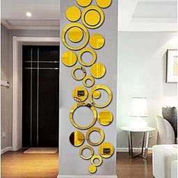 Big Ring 12 with 12 Circle Golden Decorative Mirror Stickers for Wall, Wall Mirror Stickers, 3D Acrylic Stickers Wall Stickers for Hall Room, Bed Room,... Golden-image-48