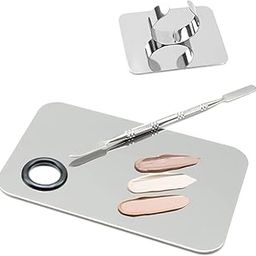 2pcs Stainless Steel Cosmetic Makeup Palette, Upgrad Stainless Steel Metal Makeup Palette with Spatula Artist Tool for Mixing Foundation Nail-Art-image-9