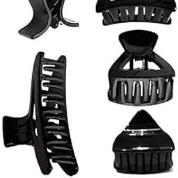BHARATGAURAV - Hair Accessories Black Plastic Hair Clutch for Women Medium Size Trendy Hair Clip Pack of 6 Hair Claw-image-71