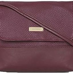 Women's Faux Leather Solid Pattern Aura Sling Bag (Plum, Small)-47