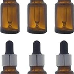 Bihari Brothers 3Psc 10ml Amber Glass Bottle with Dropper + Glass Pipette Silver Cap (Amber 10 ML) X 3 Psc-11