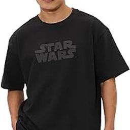 Star Wars: Classic Logo Men and Boys Short Sleeves Round Neck Black Printed Cotton Oversized T-Shirts-image-58