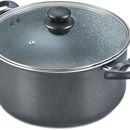 Prestige Omega Deluxe Granite Stock Non Stick Pot with Lid,28Cm Black,8.5 Liter-10