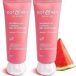 Dot & Key Watermelon Super Glow Gel Face Wash with Vitamin C & Cucumber | Face Wash for Glowing Skin, Pigmentation and Dark Spot Reduction Normal, Combination & Oily Skin (200ml) | Pack of 2-8