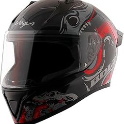 Vega Bolt Octopus ISI and DOT Certified Glossy Finish Full Face Helmet for Men with Clear Visor- Black Red, Size: M(57-58 cm)-16