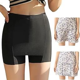 Fashiol Women Double-Layer Front Seamless Safety Pants for Skirts Dresses | Cover Triangle Area No Trace No Roll Border Naked Buttock Insulation Layer. Size (28 to 34)-picture-14
