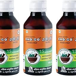 Kho-Go Cough Syrup, Ayurvedic Cough Syrup, Hot Sip Cough Relief Syrup For Dry Cough and Sore Throat Non- Habit Forming, 100 Ml,Pack Of 3-13