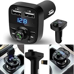 Oldcrew CAR-X8 Bluetooth FM Transmitter Kit for Hands-Free Call Receiver/Music Player/Call Receiver/Fast Mobile Charger Ports for All Phones with 3.1A Quick Charge Dual USB Car Charger-8