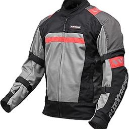 Allextreme BAZOOKA Bike Riding Jacket Armour Back Elbows Shoulders Protection Mesh Fabric Motorcycle Rider Gear Protector with All Season Night Visibility Sticker for Bikers (2XL, Black/Red)-image-9
