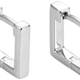 Black Square hoops Mens Hoop Earrings-image-60