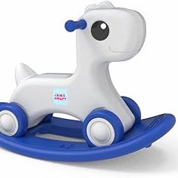 Amazon Brand - Jam & Honey 3-in-1 Baby Push Ride-On, Rocker & Balance Board | for Kids 1-4 Years Old | Non-Toxic | Durable and Safe | Upto 20kgs Weight | Blue & Grey-1