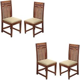 Credenza Sheesham Wood Dining Chairs Set of 4 | Solid Wooden Chairs with Cushioned Seats for Kitchen & Dining Room | Elegant Honey Finish | Pre-Assembled Dining Furniture-image-26