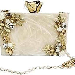 tesin clutch Acrylic White Golden Resin Clutch with crossbody strap - Clutch for wedding Anniversary Gift for her bag-image-39