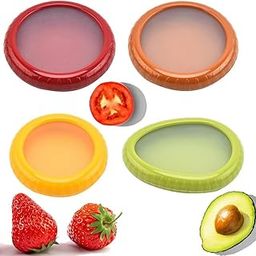JENSIENT Reusable Silicone Set of 4 Fresh Food Savers for Fruits & Vegetables – Eco-Friendly Covers for Half Avocados, Onions, Lemons, and More-5