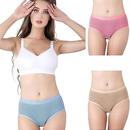 Small Line Women's Full Hip Coverage Cotton Thick Fabric Hipster High Waist Small Strips, 1 Inch (2.5 cm) Elastic Panties Multicolors and Colors May Vary Pack of - 3-image-16