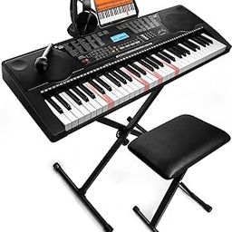 61 Keys Electronic Keyboard with LCD Display, Teaching Light MK825 with Stand, Bench, Headset and Microphone-image-35