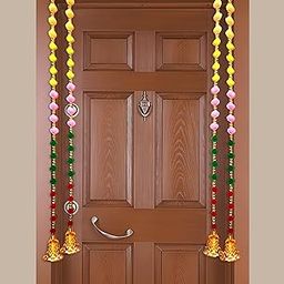Vedax Artificial Handmade toran with Pom Pom & Golden Beads & Bell for Main Door and Wall Hanging for Home Decor, Pooja Room, Latkan for Festival Decoration (Pack of 4, Approx 80cm) in Multicolor.-image-69