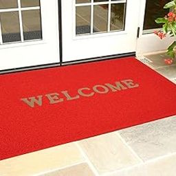 Kuber Industries Designer Dirt Rubb Off Clean Footwear PVC Welcome Doormat for Offices,Hotel,Restaurant, Home,Shop Color-Red (Extra Large Size : 90 cm x 60 cm x 1 cm)-image-62