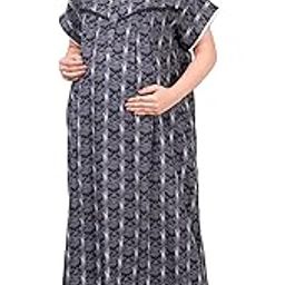 Long Length Printed Maternity | Feeding Nighty_Medium | Easy Breastfeeding Dress | Western Dress | Nursing Pre and Post Pregnancy | Gown-image-14
