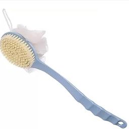 QINPIN 2 in 1 Bath Body Brush with Soft Loofah & Bristles Long Handle Shower Scrubber for Comfortable Grip – Unisex Bathing Brush-33