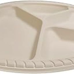 BonKaso 4 Compartment Cornstarch Round Plate - Pack of 25-28