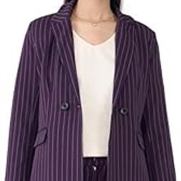 Bold-Purple Stripes Striped Double Breasted Blazer-picture-11