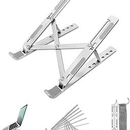Sounce Laptop Stand, Fold-Up, Adjustable, Ventilated, Portable Laptop Holder for Desk, Aluminum Foldable Laptop Ergonomic Compatibility with up to 15.6-inch Laptop, All Mac, Tab, and Mobile (Silver)-image-79