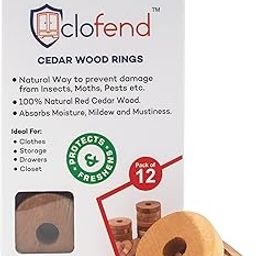 Clofend Natural Cedar Wood Rings Repellent | Aromatic Cedar Blocks Moth Balls Clothes Protection wardrobe Drawers Freshener - Pack of 12-image-44