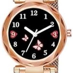 Queen Round Dial Magnetc Strap Analog Gold Watch for Girls_539-image-71