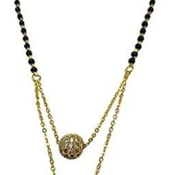 S Letter Mangalsutra - Stylish AD Silver Ball Alphabet Gold Name Mangalsutra - Personalised Wife Husband Couple Name Design (20 Inch)-image-66