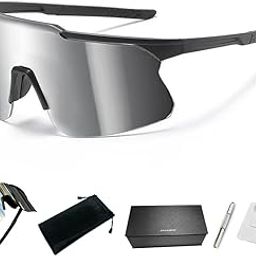 PROBEROS® Polarized Sports Sunglasses for Men & Women - Windproof Cycling Glasses, UV400 Protection, Lightweight Anti-Glare for Running, Fishing, Baseball, MTB, Volleyball (Black)-image-36