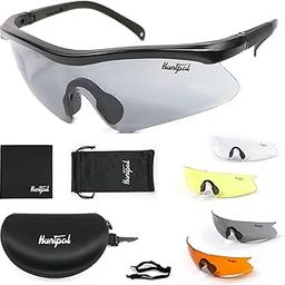 HUNTPAL Hunting Shooting Safety Glasses Goggles Set with 4 Interchangeable Lens, Universal Sports Adjustable Half Frame Rubber Nose Scratch Impact Resistant Eyewear Sunglasses for Shooting Range-16