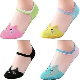 Girl's No-Show Net Socks Pack Of 4 Pairs Free Size-image-35