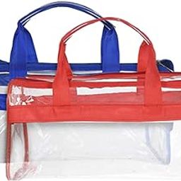 Kuber Industries Large Size 2 Crystal Clear Plastic Cosmetic Bags Travel PVC Vinyl Toiletry Bag, Zipper Large Transparent Waterproof Make-Up Case Organizer Bag (Blue & Red) (F_26_KUBBMART017062)-image-98