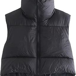 Women's Winter Crop Vest Sleeveless Puffer Vests for Women Jacket Outwear Coat-7