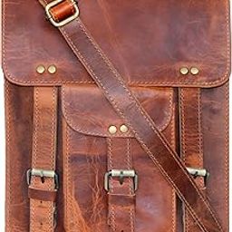 Genuine Leather Messenger Bag Vintage Laptop Crossbody Bag Satchel Man Purse Shoulder Bag for man woman office bag, Brown, 13 Inches, 13 Inches Brown-image-63