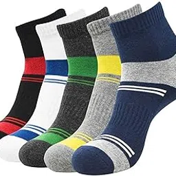 balenzia Men's Cushioned High Ankle Sports Socks with Arch Support | Made with Cotton and Spandex (Pack of 5 Pairs) (Multicolor)-picture-13