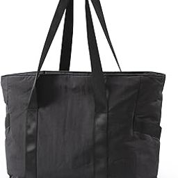 TERRIFI Women's Tote Bag With Zipper, 39 x 31 x15.5 cm Laptop Shoulder Handbag, Yoga Gym Bag, Includes Yoga Mat Buckle, Ideal for Sports & Work, Medium, Black-image-11