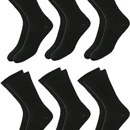 Calf Length, Full Length, High Length Pure Cotton Plain Solid Black Color Formal Socks For Men and Boys - Pack of 6 Pairs, Free Size-image-10