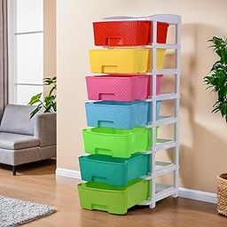 Kuber Industries 7 Layer Modular Drawer Storage Chest | Plastic Storage Rack for Home, Office, Hospital, Parlor, School & stationery Items | Multipurpose Cabinet Organizer | Multicolor-82
