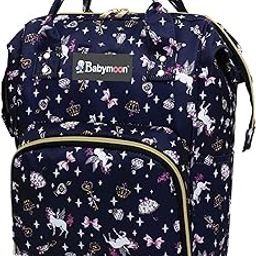 BabyMoon Mother Diaper Bag Lightweight Multifunctional Travel Unisex Diaper Backpack - Dark blue-image-11