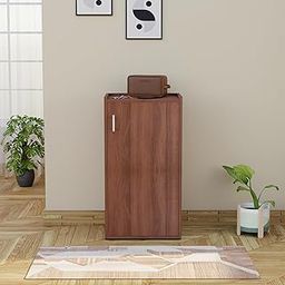 FURNIFLIX Footsy Engineered Wood Vertical Shoe Rack - Walnut Finish-0