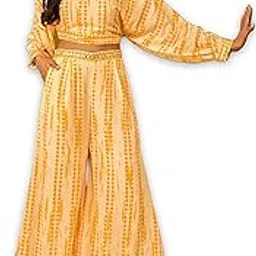 dresoul Women's Orange Georgette Shibori Print Off-Shoulder Top and Pant Co-ord Set-picture-21