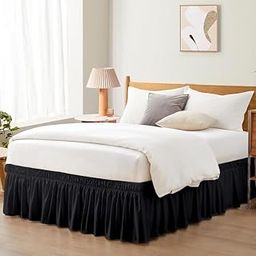 MILKY WAY DECORE - Microfiber Bed Skirt Wrap | Solid Easyfit Twin Size 15 Inch Drop Tailored Wrinkle Fade Resistance Soft Fabric Stylish Design Bedskirts- (Black, 39 * 75 in)-image-36
