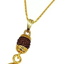 Rudraksh Om Shiv Trishul Brass Necklace Pendant for Men and Women-image-91