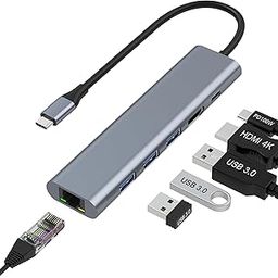 USB C Hub HDMI with 4K, 6 in 1 USB C Docking Station with 3 USB 3.0 Ports, Type C with Ethernet Adapter for MacBook/Laptop/Surface, Laptop Docking Station with 100W PD Charging-image-50