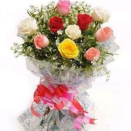 The FloralMart® Mother's Day Special Fresh Flowers Bouquet, Fresh Rose Bunches in Cellophane Wrapping (Bunch of 10, Multicolour)-image-90